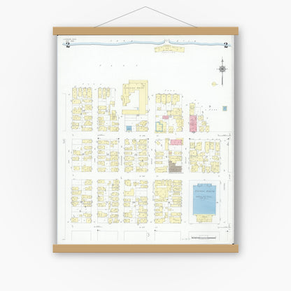 Old map wall art mockup — magnetic wood frame on white wall — Sanborn Fire Insurance Map from Lakeside, Ottawa County, Ohio (1946), Sheet #0002