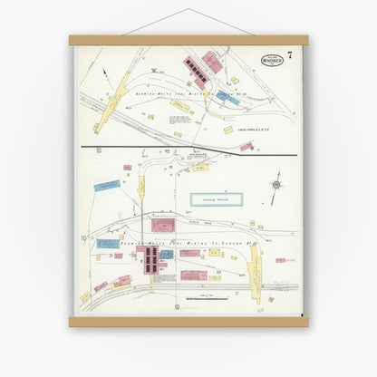 Old map wall art mockup — magnetic wood frame on white wall — Sanborn Fire Insurance Map from Windber, Somerset County, Pennsylvania (1916), Sheet #0007