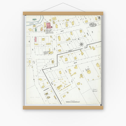 Old map wall art mockup — magnetic wood frame on white wall — Sanborn Fire Insurance Map from Sebewaing, Huron County, Michigan (1901), Sheet #0005