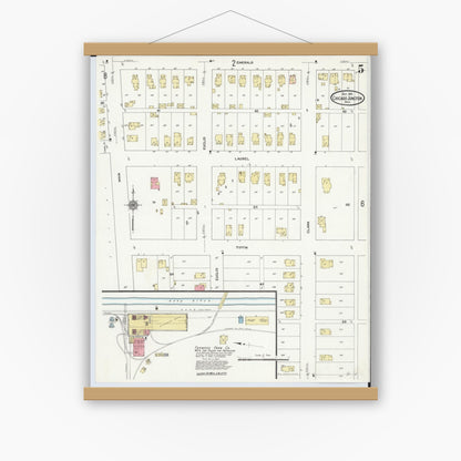 Old map wall art mockup — magnetic wood frame on white wall — Sanborn Fire Insurance Map from Chicago Junction, Huron County, Ohio (1911), Sheet #0005