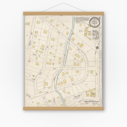 Old map wall art mockup — magnetic wood frame on white wall — Sanborn Fire Insurance Map from Fairfax, Marin County, California (1919) - Complete Map Set