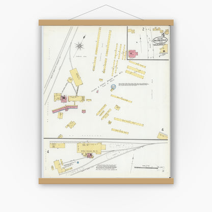 Old map wall art mockup — magnetic wood frame on white wall — Sanborn Fire Insurance Map from Baldwinville, Worcester County, Massachusetts (1905), Sheet #0004