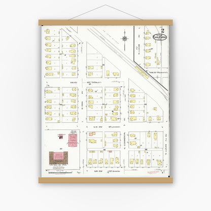 Old map wall art mockup — magnetic wood frame on white wall — Sanborn Fire Insurance Map from Eagle Grove, Wright County, Iowa (1921), Sheet #0002