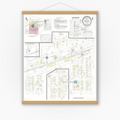 Old map wall art mockup — magnetic wood frame on white wall — Sanborn Fire Insurance Map from Remsen, Plymouth County, Iowa (1941), Sheet #0001
