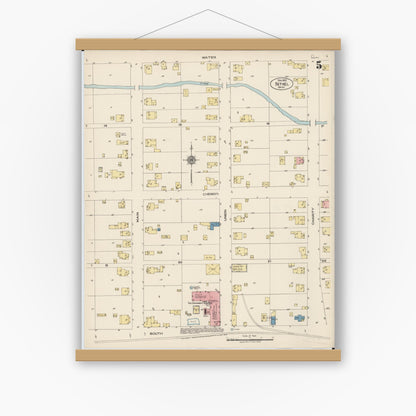 Old map wall art mockup — magnetic wood frame on white wall — Sanborn Fire Insurance Map from Bethel, Clermont County, Ohio (1922), Sheet #0005