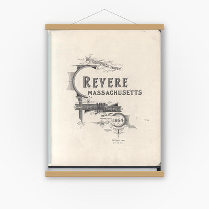Old map wall art mockup — magnetic wood frame on white wall — Sanborn Fire Insurance Map from Revere, Suffolk County, Massachusetts (1954), Sheet #0001