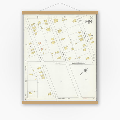 Old map wall art mockup — magnetic wood frame on white wall — Sanborn Fire Insurance Map from Palmyra, Burlington County, New Jersey (1911), Sheet #0010
