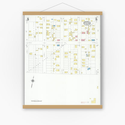 Old map wall art mockup — magnetic wood frame on white wall — Sanborn Fire Insurance Map from Fair Lawn, Bergen County, New Jersey (1929), Sheet #0005