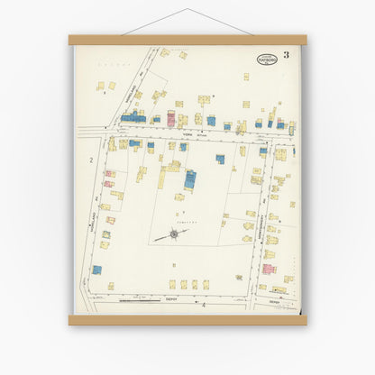 Old map wall art mockup — magnetic wood frame on white wall — Sanborn Fire Insurance Map from Hatboro, Montgomery County, Pennsylvania (1915), Sheet #0003