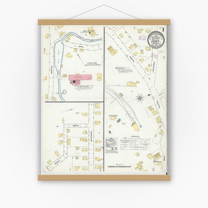Old map wall art mockup — magnetic wood frame on white wall — Sanborn Fire Insurance Map from Essex, Essex County, Massachusetts (1909), Sheet #0001