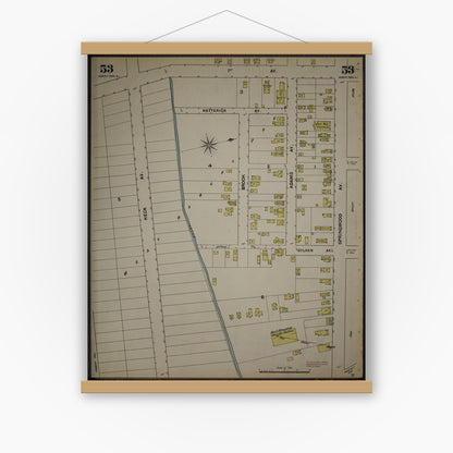 Old map wall art mockup — magnetic wood frame on white wall — Sanborn Fire Insurance Map from New Jersey Coast, New Jersey Coast, New Jersey (1890), Sheet #0053