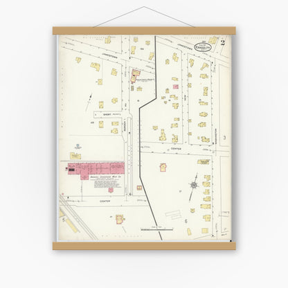 Old map wall art mockup — magnetic wood frame on white wall — Sanborn Fire Insurance Map from Randolph, Cattaraugus County, New York (1913), Sheet #0002