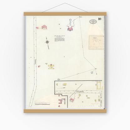 Old map wall art mockup — magnetic wood frame on white wall — Sanborn Fire Insurance Map from Lenox, Berkshire County, Massachusetts (1939), Sheet #0010