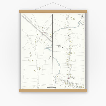 Old map wall art mockup — magnetic wood frame on white wall — Sanborn Fire Insurance Map from Cohasset, Norfolk County, Massachusetts (1935), Sheet #0011