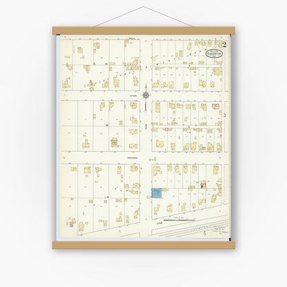 Old map wall art mockup — magnetic wood frame on white wall — Sanborn Fire Insurance Map from Edgerton, Williams County, Ohio (1913), Sheet #0002