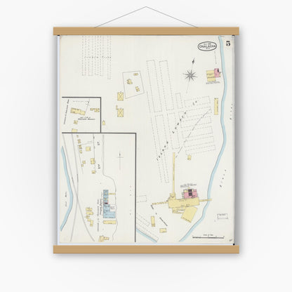 Old map wall art mockup — magnetic wood frame on white wall — Sanborn Fire Insurance Map from Onalaska, La Crosse County, Wisconsin (1894), Sheet #0005