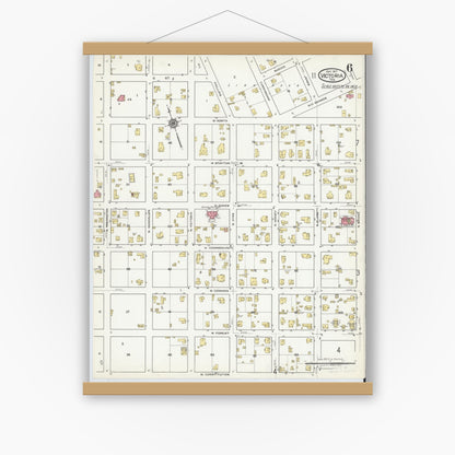 Old map wall art mockup — magnetic wood frame on white wall — Sanborn Fire Insurance Map from Victoria, Victoria County, Texas (1917), Sheet #0006