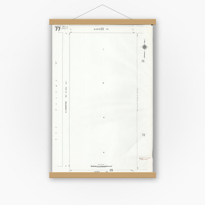 Old map wall art mockup — magnetic wood frame on white wall — Sanborn Fire Insurance Map from Chicago, Cook County, Illinois (1920), Sheet #0077