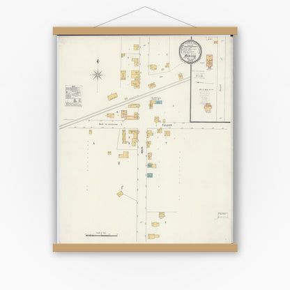 Old map wall art mockup — magnetic wood frame on white wall — Sanborn Fire Insurance Map from Rubicon, Dodge County, Wisconsin (1900), Sheet #0001