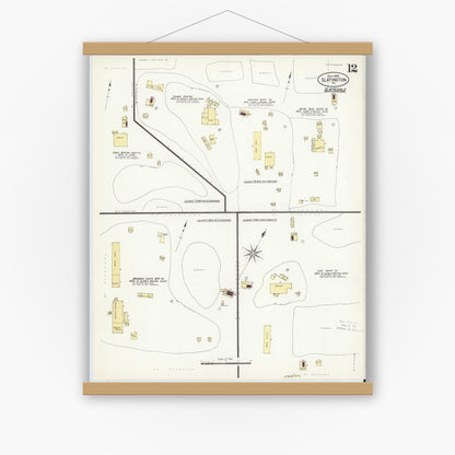 Old map wall art mockup — magnetic wood frame on white wall — Sanborn Fire Insurance Map from Slatington, Lehigh County, Pennsylvania (1908), Sheet #0012