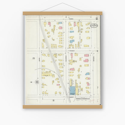 Old map wall art mockup — magnetic wood frame on white wall — Sanborn Fire Insurance Map from Lockport, Niagara County, New York (1898) - Complete Map Set