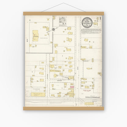 Old map wall art mockup — magnetic wood frame on white wall — Sanborn Fire Insurance Map from Centerville, Alameda County, California (1913), Sheet #0001