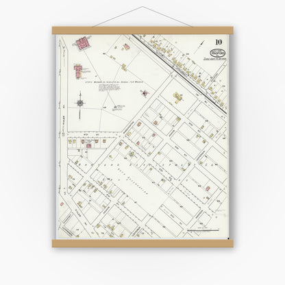 Old map wall art mockup — magnetic wood frame on white wall — Sanborn Fire Insurance Map from Radford, Independent Cities, Virginia (1920), Sheet #0010