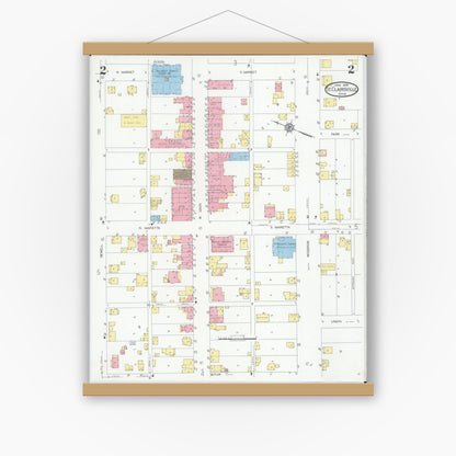 Old map wall art mockup — magnetic wood frame on white wall — Sanborn Fire Insurance Map from Saint Clairsville, Belmont County, Ohio (1929), Sheet #0002