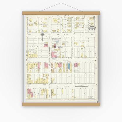 Old map wall art mockup — magnetic wood frame on white wall — Sanborn Fire Insurance Map from Cass Lake, Cass County, Minnesota (1913), Sheet #0003