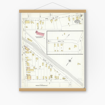 Old map wall art mockup — magnetic wood frame on white wall — Sanborn Fire Insurance Map from Winton, Lackawanna County, Pennsylvania (1912), Sheet #0005