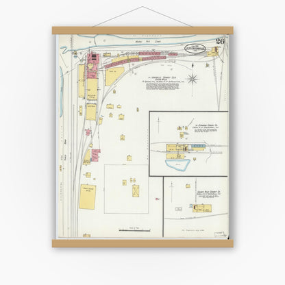 Old map wall art mockup — magnetic wood frame on white wall — Sanborn Fire Insurance Map from Jeffersonville, Clark County, Indiana (1898), Sheet #0026