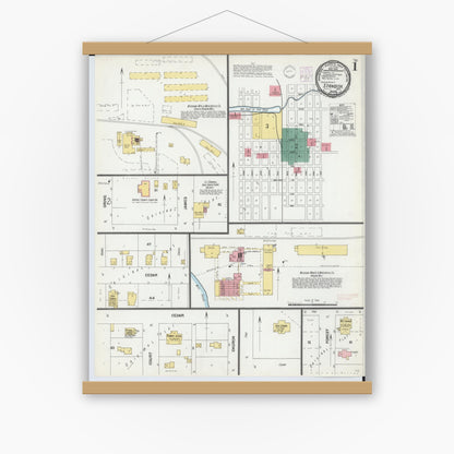Old map wall art mockup — magnetic wood frame on white wall — Sanborn Fire Insurance Map from Standish, Arenac County, Michigan (1901) - Complete Map Set