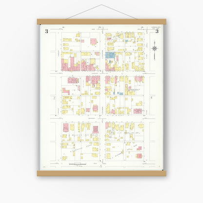 Old map wall art mockup — magnetic wood frame on white wall — Sanborn Fire Insurance Map from Harrison, Hamilton County, Ohio (1938), Sheet #0003