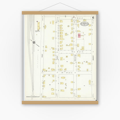 Old map wall art mockup — magnetic wood frame on white wall — Sanborn Fire Insurance Map from Susquehanna, Susquehanna County, Pennsylvania (1911), Sheet #0006