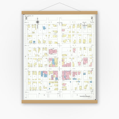 Old map wall art mockup — magnetic wood frame on white wall — Sanborn Fire Insurance Map from West Alexandria, Preble County, Ohio (1951), Sheet #0002