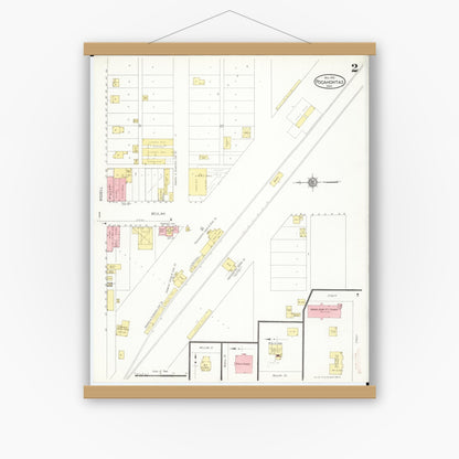 Old map wall art mockup — magnetic wood frame on white wall — Sanborn Fire Insurance Map from Pocahontas, Pocahontas County, Iowa (1916), Sheet #0002
