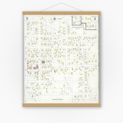 Old map wall art mockup — magnetic wood frame on white wall — Sanborn Fire Insurance Map from Viroqua, Vernon County, Wisconsin (1933), Sheet #0005