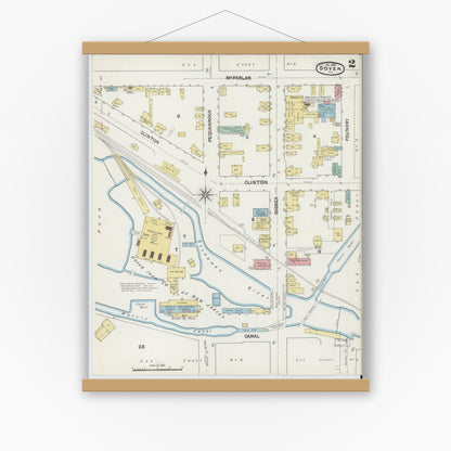 Old map wall art mockup — magnetic wood frame on white wall — Sanborn Fire Insurance Map from Dover, Morris County, New Jersey (1890) - Complete Map Set