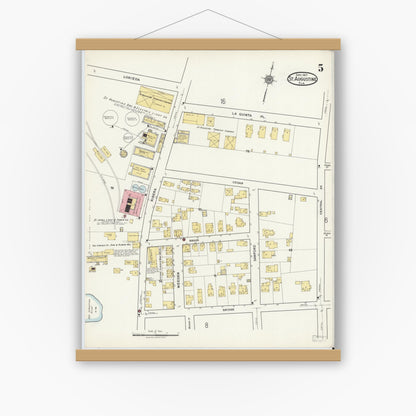Old map wall art mockup — magnetic wood frame on white wall — Sanborn Fire Insurance Map from Saint Augustine, Saint John's County, Florida (1917), Sheet #0005