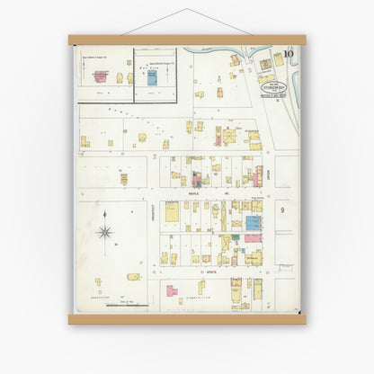 Old map wall art mockup — magnetic wood frame on white wall — Sanborn Fire Insurance Map from Sturgeon Bay, Door County, Wisconsin (1904), Sheet #0010