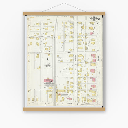 Old map wall art mockup — magnetic wood frame on white wall — Sanborn Fire Insurance Map from Kenton, Hardin County, Ohio (1902), Sheet #0003
