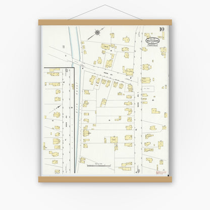 Old map wall art mockup — magnetic wood frame on white wall — Sanborn Fire Insurance Map from Whitesboro, Oneida County, New York (1911), Sheet #0010
