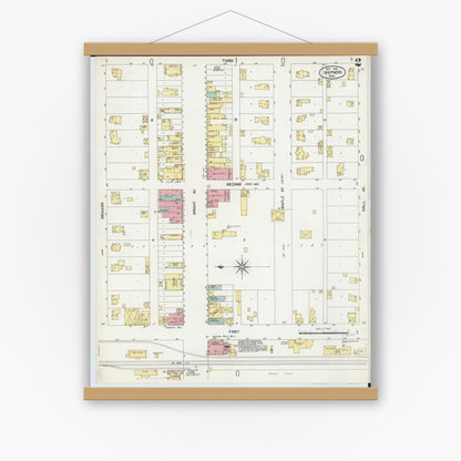 Old map wall art mockup — magnetic wood frame on white wall — Sanborn Fire Insurance Map from Shepherd, Isabella County, Michigan (1902), Sheet #0002