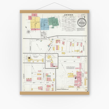 Old map wall art mockup — magnetic wood frame on white wall — Sanborn Fire Insurance Map from Boyertown, Berks County, Pennsylvania (1902) - Complete Map Set