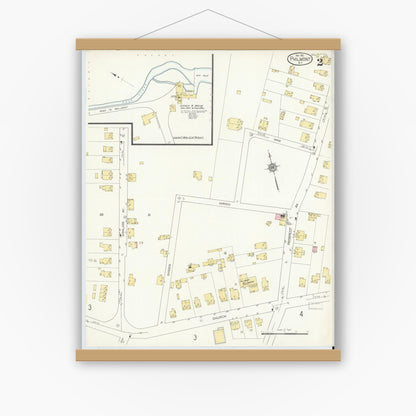 Old map wall art mockup — magnetic wood frame on white wall — Sanborn Fire Insurance Map from Philmont, Columbia County, New York (1912), Sheet #0002