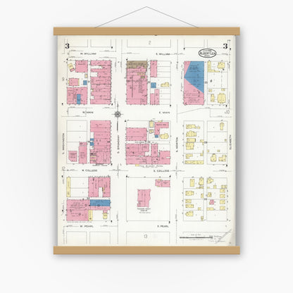 Old map wall art mockup — magnetic wood frame on white wall — Sanborn Fire Insurance Map from Albert Lea, Freeborn County, Minnesota (1926), Sheet #0003