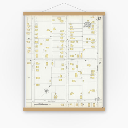 Old map wall art mockup — magnetic wood frame on white wall — Sanborn Fire Insurance Map from Hyde Park, Norfolk County, Massachusetts (1900), Sheet #0017