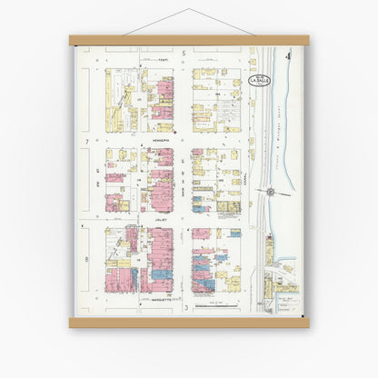 Old map wall art mockup — magnetic wood frame on white wall — Sanborn Fire Insurance Map from La Salle, La Salle County, Illinois (1911), Sheet #0004