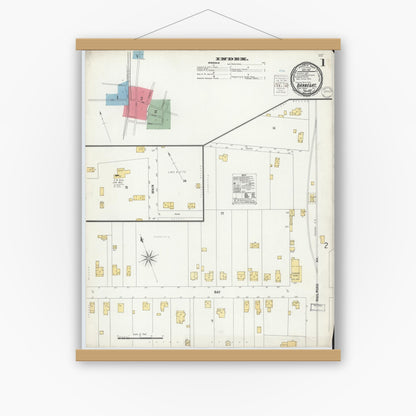 Old map wall art mockup — magnetic wood frame on white wall — Sanborn Fire Insurance Map from Barnegat, Ocean County, New Jersey (1900) - Complete Map Set