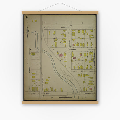 Old map wall art mockup — magnetic wood frame on white wall — Sanborn Fire Insurance Map from Kenosha, Kenosha County, Wisconsin. (1918), Sheet 9